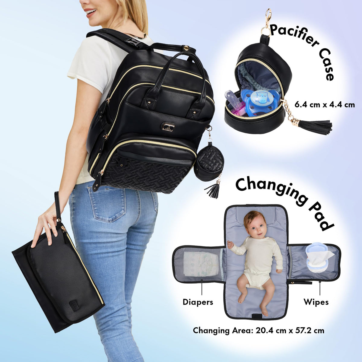 Dikaslon Baby Changing Bags Backpack, Large Baby Bag, 19 Pockets, Outdoors