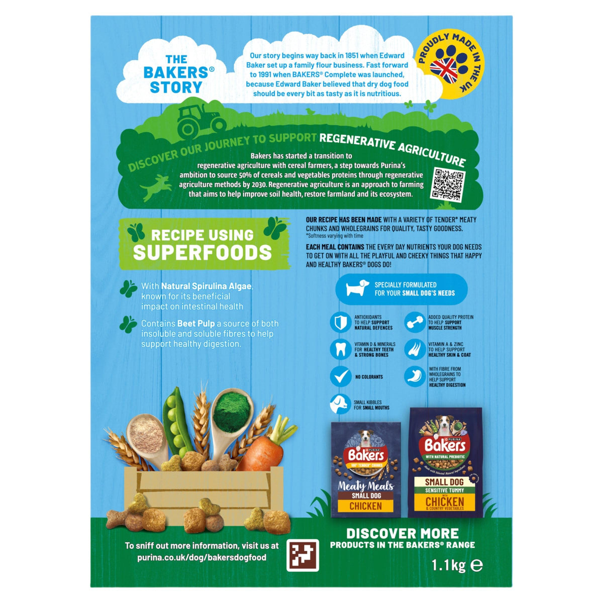 BAKERS Superfoods Small Dog Adult Dry Dog Food Chicken 1.1kg (Pack of 5)