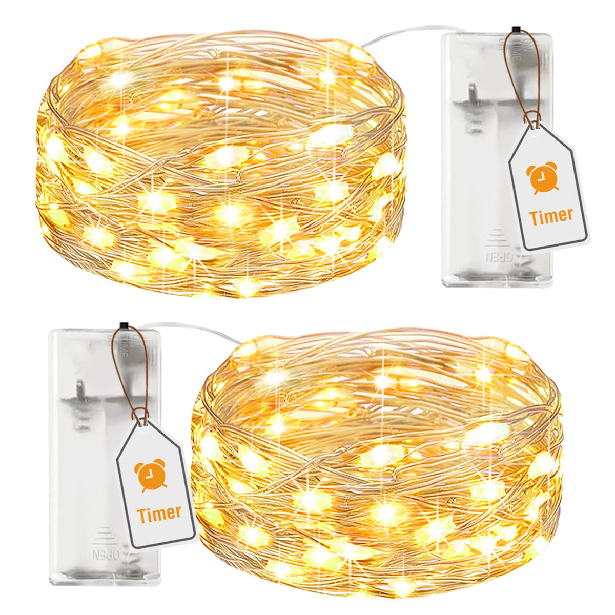 btfarm 2 Pack Halloween Orange Fairy Lights Battery Operated with Timer