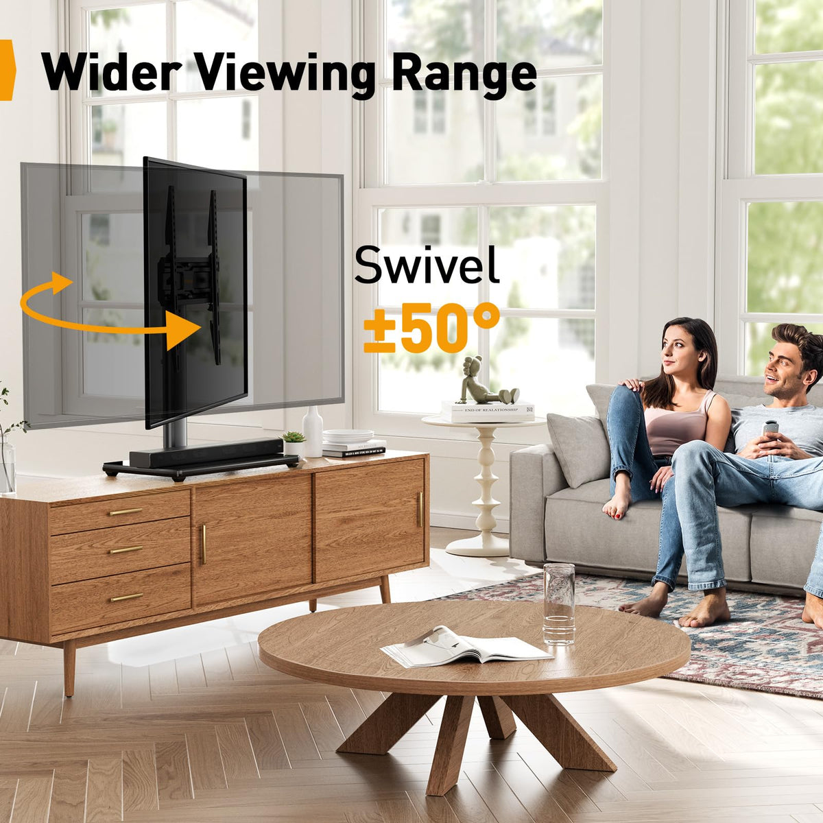 PERLEGEAR Universal TV Stand with LED Lights for 24-60 inch TVs up to 45kg