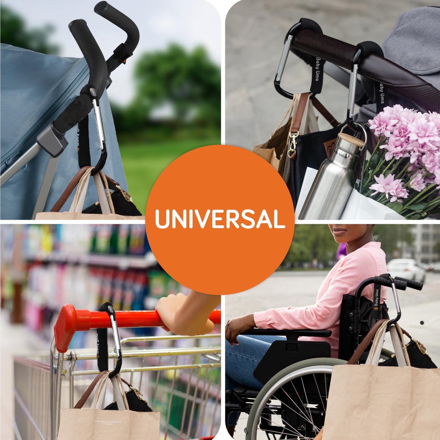 Baby Uma Buggy Clips - 2022 Double-Platinum Winning Pram Clips, Universal Pram Accessories, 5 kg Weight Capacity & Non-Slip, Baby Travel Essentials