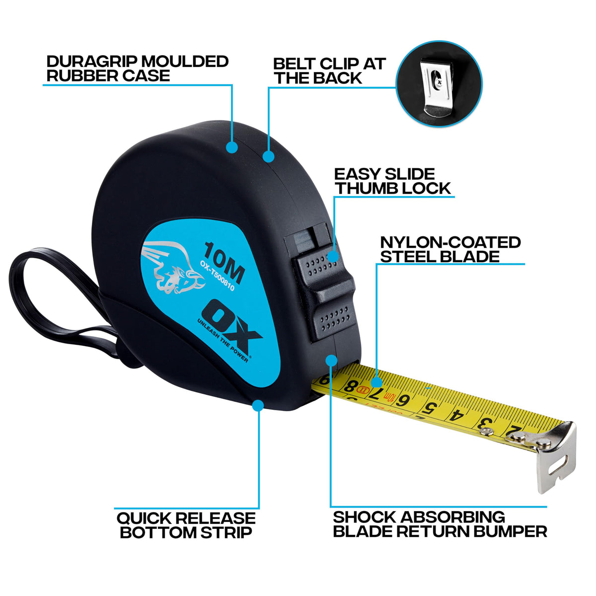 OX Trade 8m Tape Measure Twinpack - Metric & Imperial, Nylon Coated Blade