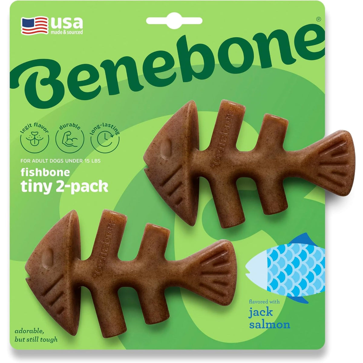 Benebone Wishbone Dog Chew Toy for Aggressive Chewers, Real Bacon, Medium
