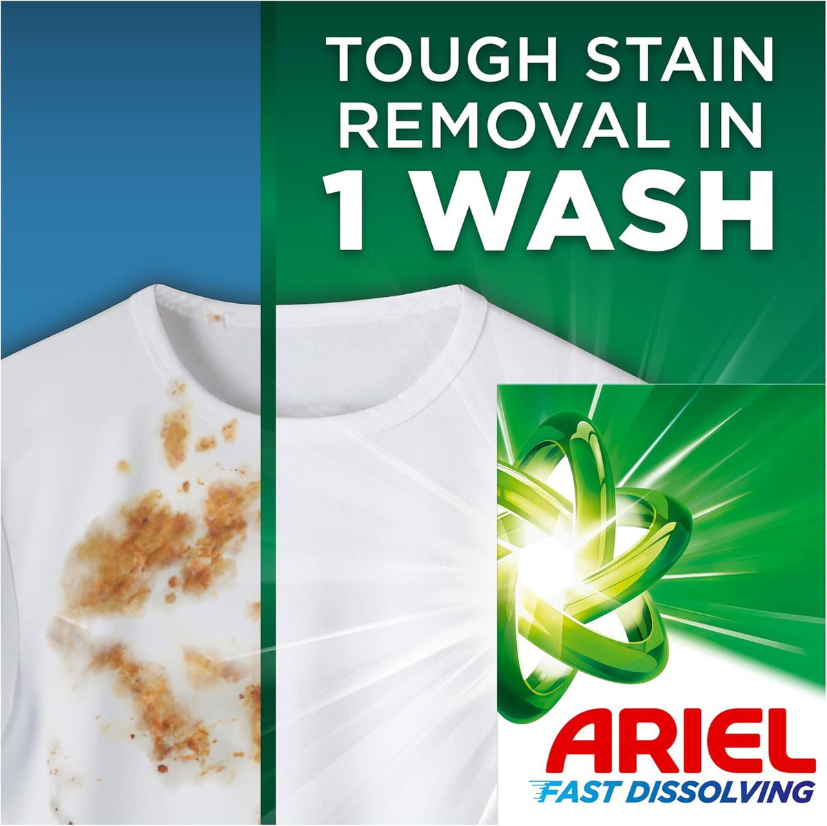 Ariel Fast Dissolving Washing Powder Laundry Detergent 4kg, 80 Washes