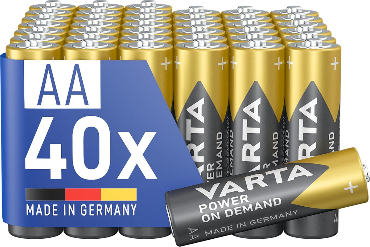 VARTA Batteries AA, Pack of 40, Power on Demand, Alkaline, 1.5 V