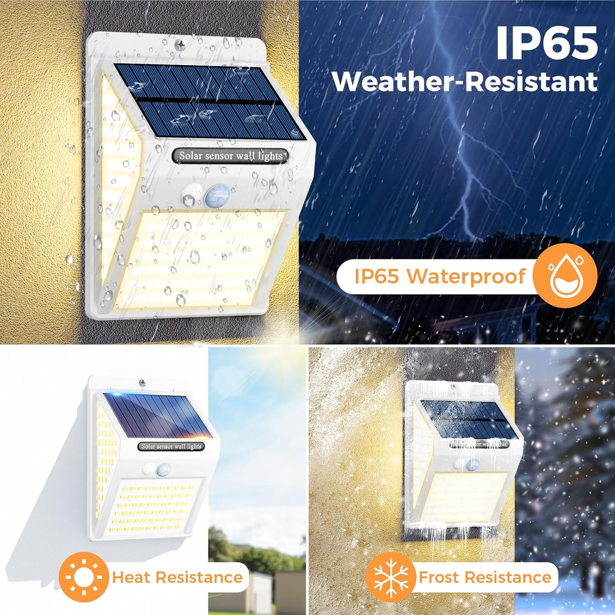 litogo [4 Pack White Frame 140LED Solar Security Lights Outdoor, Solar Motion Sensor Lights 270ºWide Angle Waterproof Solar Powered Durable Wall Lights Outside 3 Modes