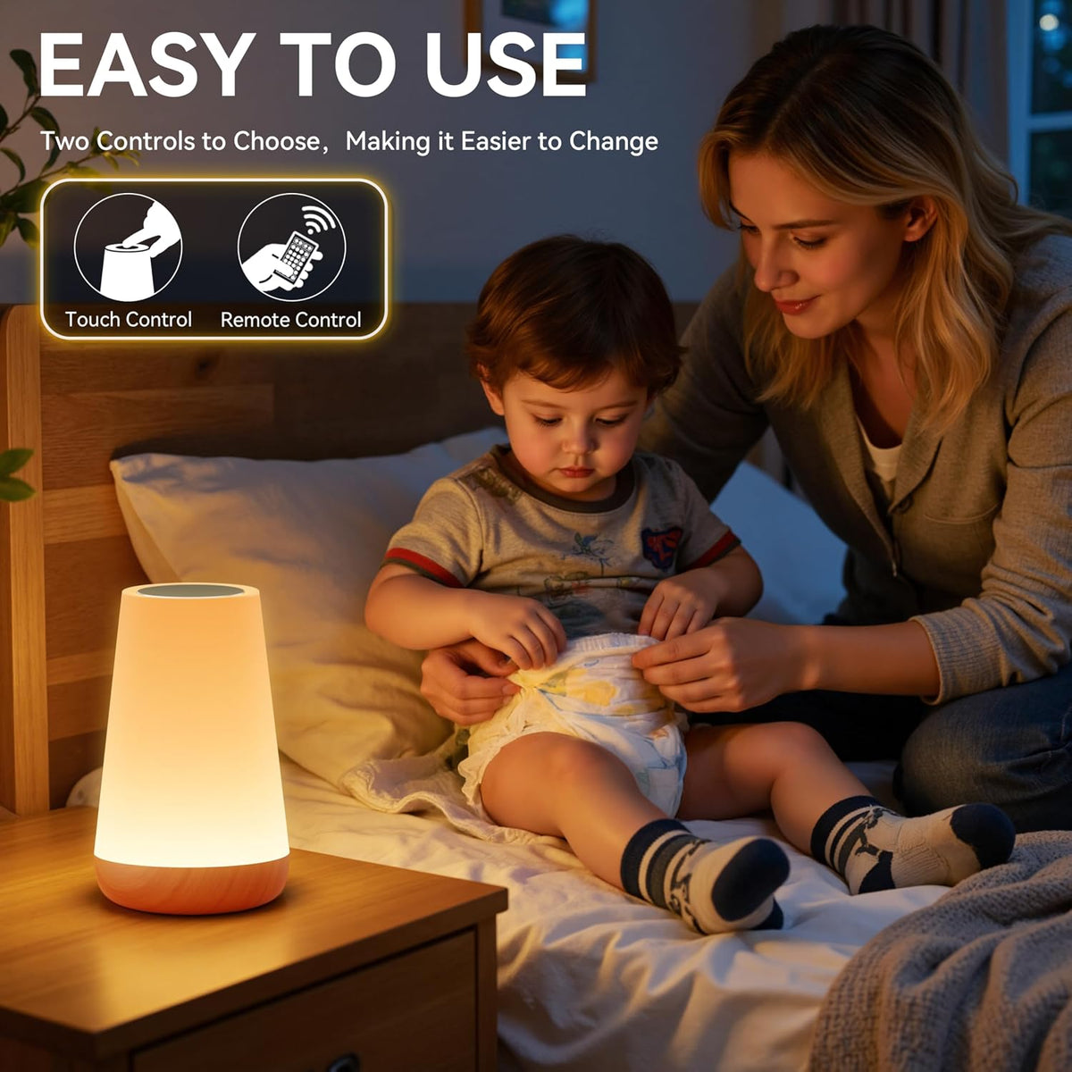 Auxmir Night Light 2 Pack, LED Touch Bedside Table Lamp, 2500mAh Rechargeable Light with RGB Color Changing, Portable Lamp for Children, Kids, Bedroom, Living Room, Camping