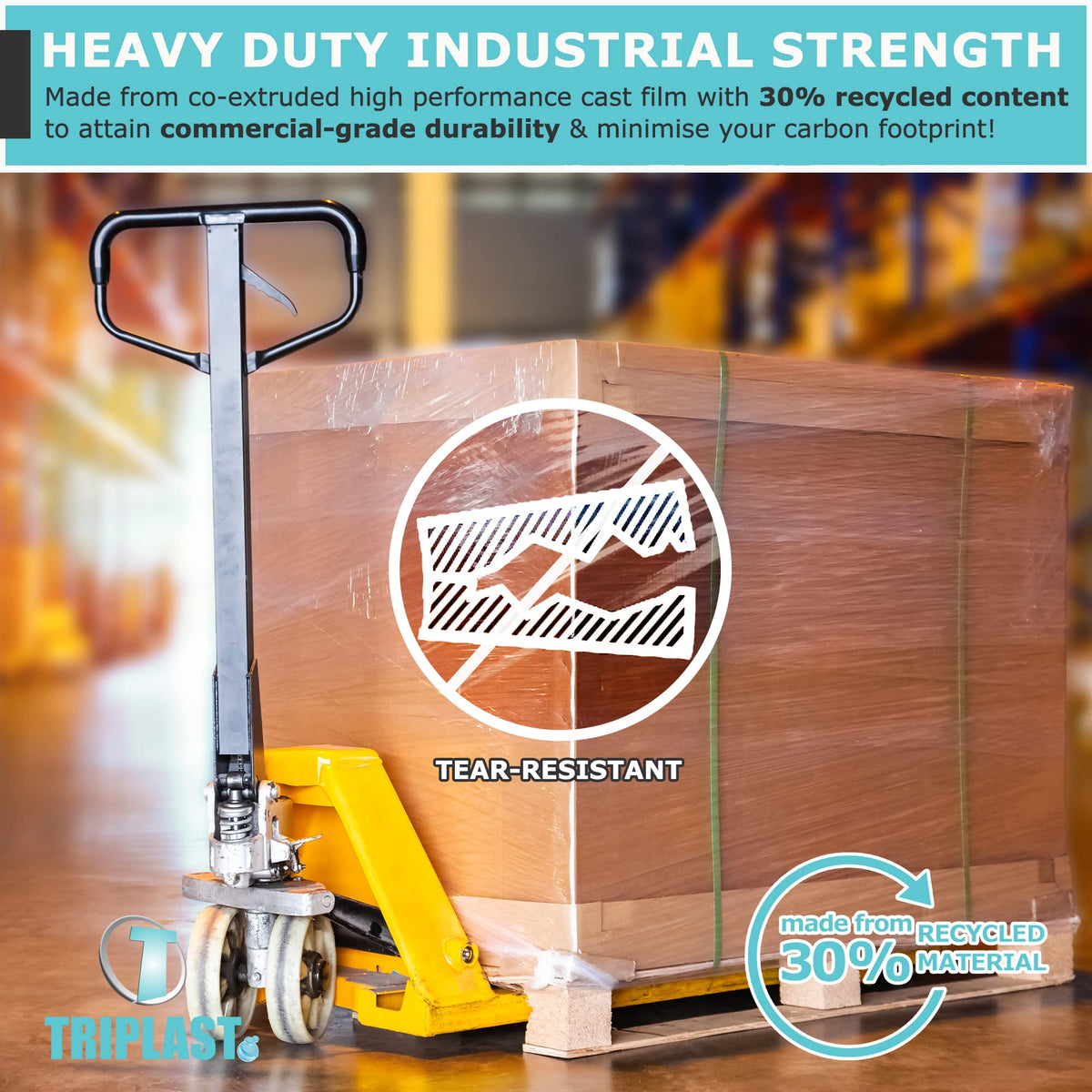 Triplast Pallet Stretch Shrink Wrap Roll (400mm x 250m) - Pick Qty & Colour - Heavy Duty Pallet Wrap, Industrial Stretch Wrap, Packaging Cling Film, Strong Plastic Wrap, Luggage Wrap (Black, 1 Roll)