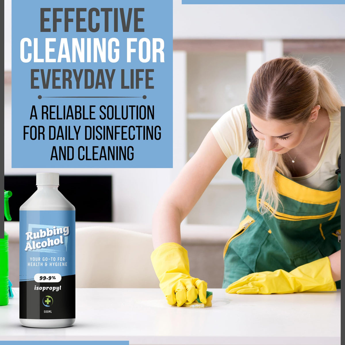 Rubbing Alcohol 1 Litre 99.9% Pure Isopropanol IPA for Cleaning, Disinfecting, Degreaser, Medical Use, Solvent for Electronics, Glass, De-icer, Painting