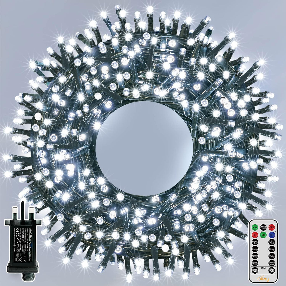 Ollny Smart Outdoor Fairy Lights, 20m 200 LEDs, RGB+W, App Control