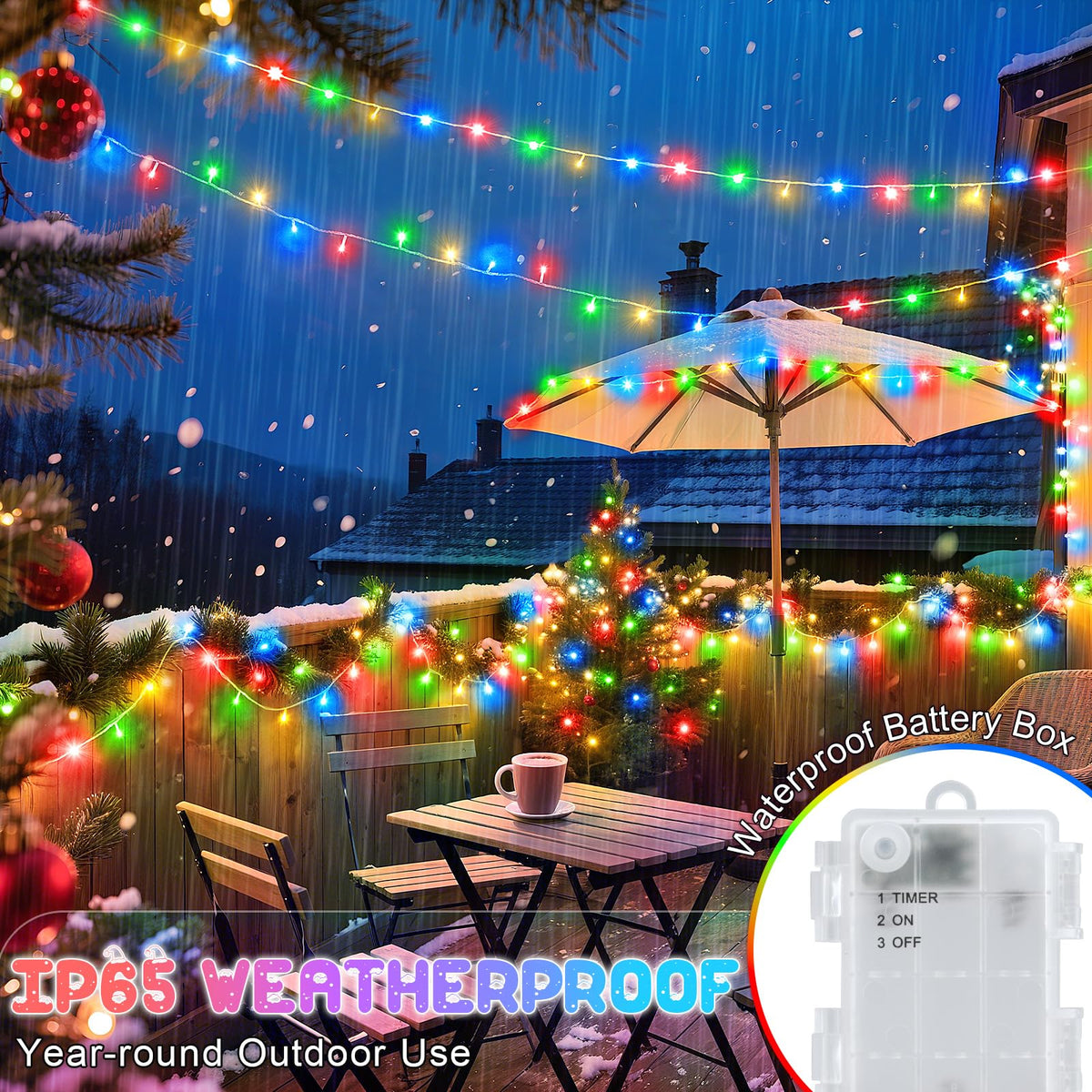 Dalugo Battery Fairy Lights, 3M 30 LED Warm White String Lights with 6h Timer, IP65 Waterproof Battery Powered Fairy Lights for Indoor Outdoor Christmas Decorations