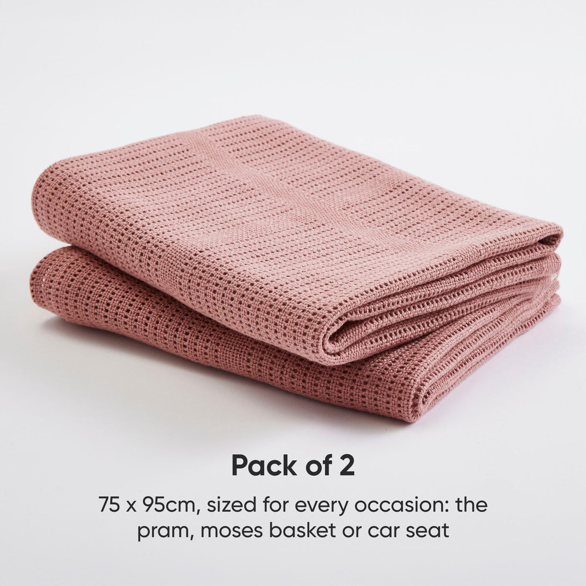 Bloomsbury Mill - Cellular Blankets Baby - 100% Organic Cotton - 2 Pack - Cloud - White - Newborn Essentials - Soft Breathable Baby Blankets for Pram, Cot, Moses Basket - 75x95cm