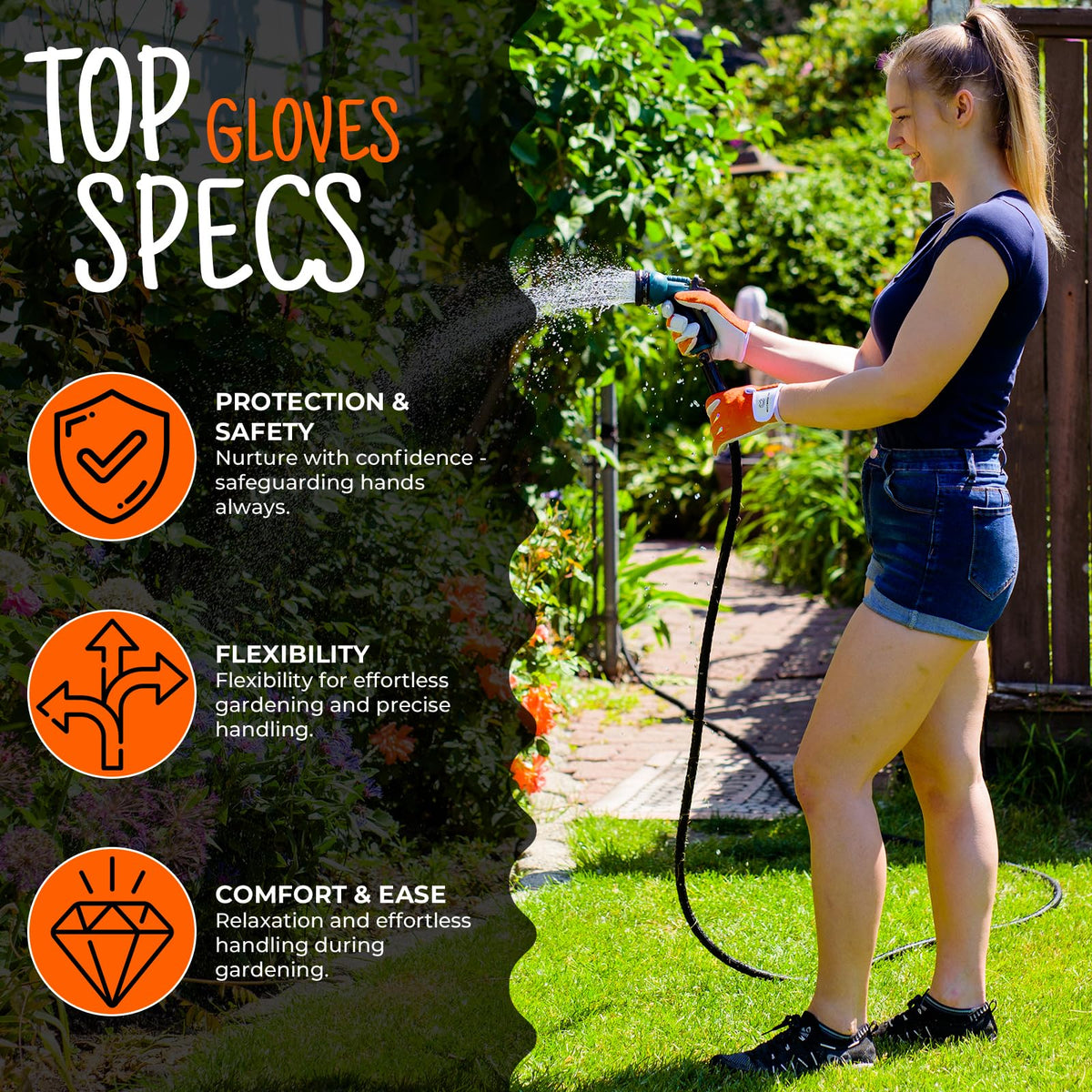 WESTWOOD FOX Ladies/Mens Leather Gardening Gloves Thorn Proof Rigger Garden work gloves, Safety Working Gloves, Premium Quality (Orange, S)