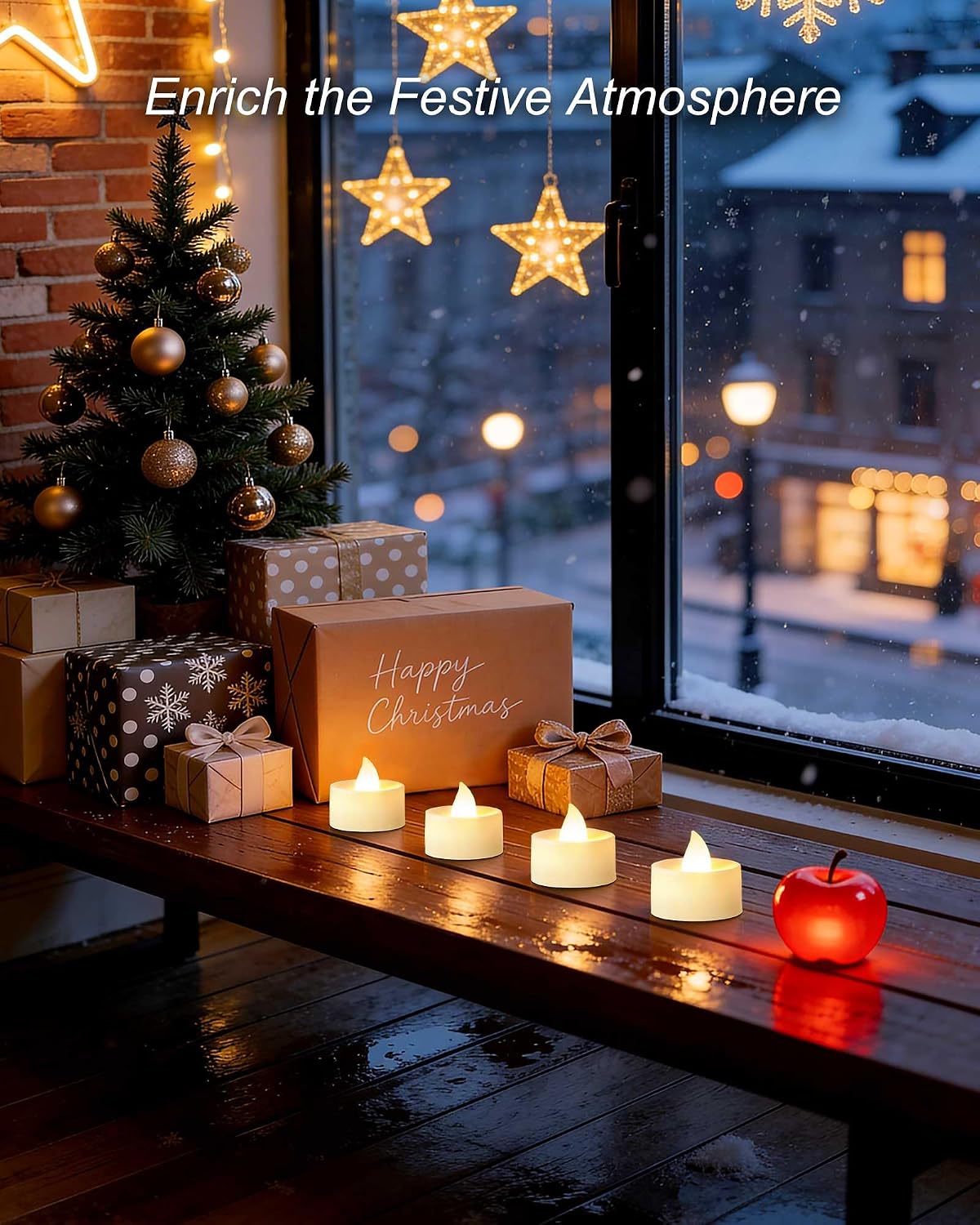 Homemory Led Battery Operated Tea Lights, Fake Electric Flickering Candles