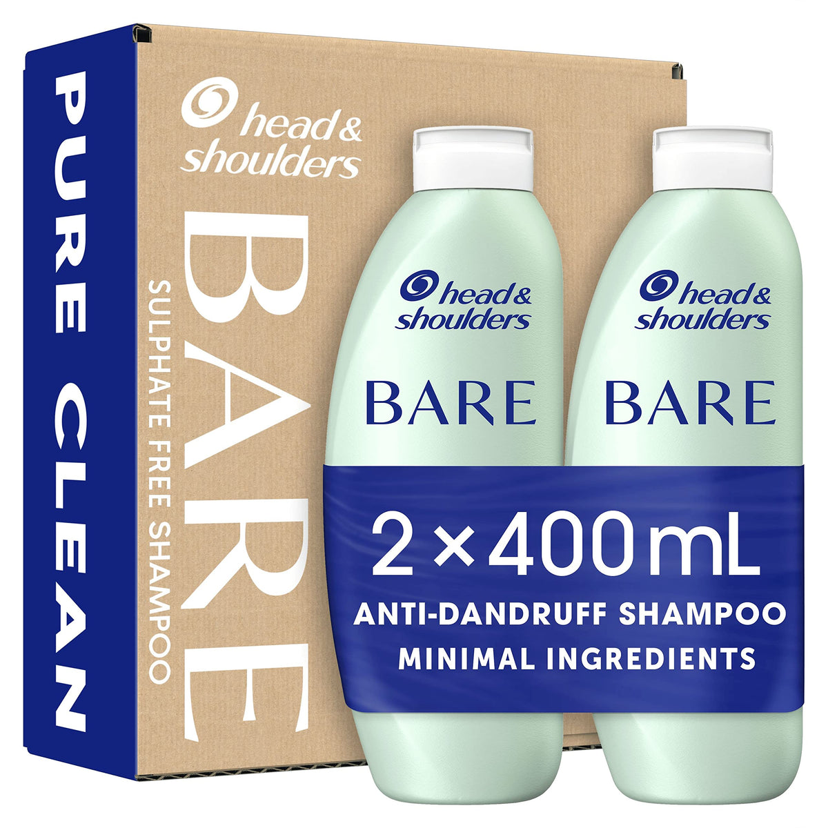 Head & Shoulders Bare Anti-Dandruff Shampoo 400ml, Pure Clean