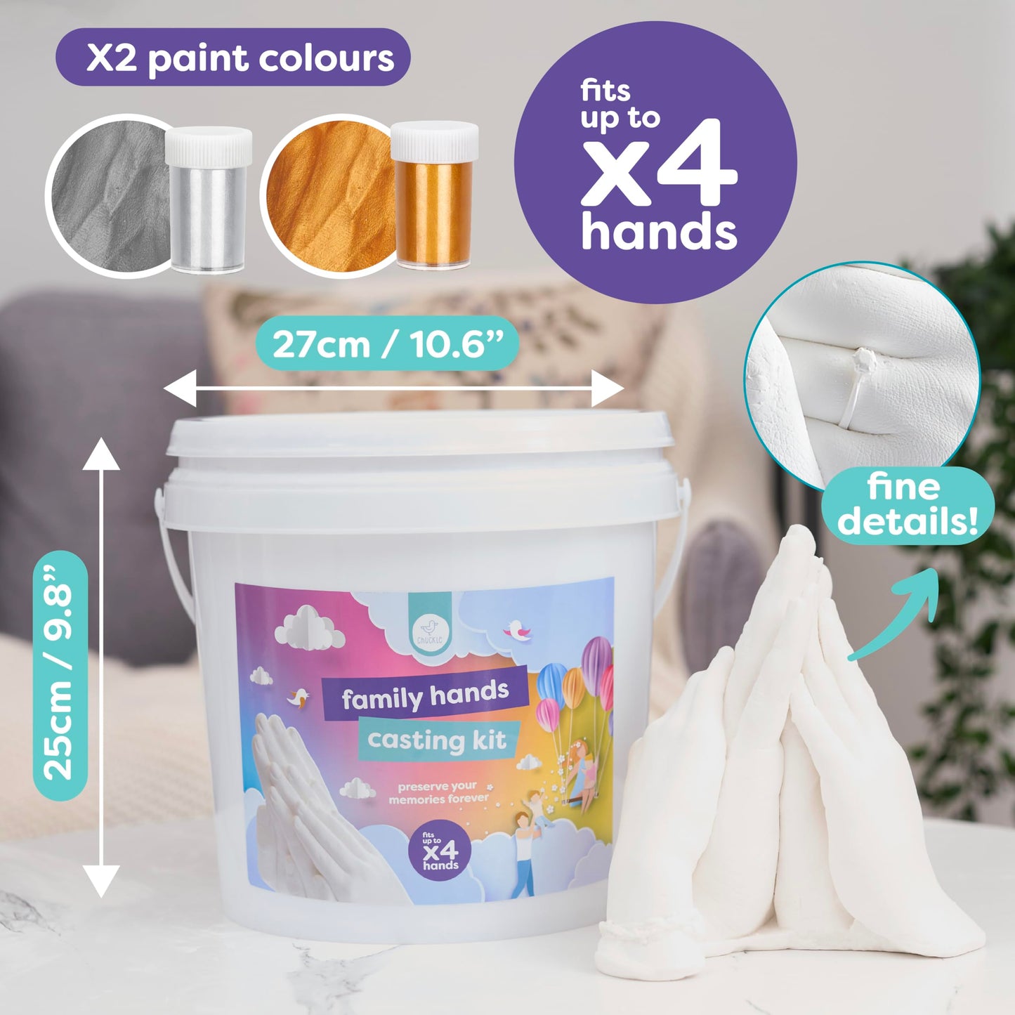 Chuckle Holding Hands Casting Kit with Display Base and Paints - DIY Sculpture 3D Plaster Hand Mould Statue Unique Keepsake Gift for Couples, Anniversaries, and Weddings