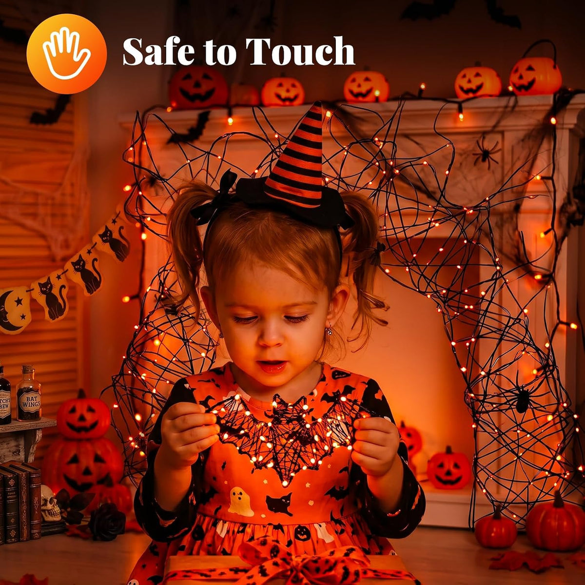 btfarm 2 Pack Halloween Orange Fairy Lights Battery Operated with Timer