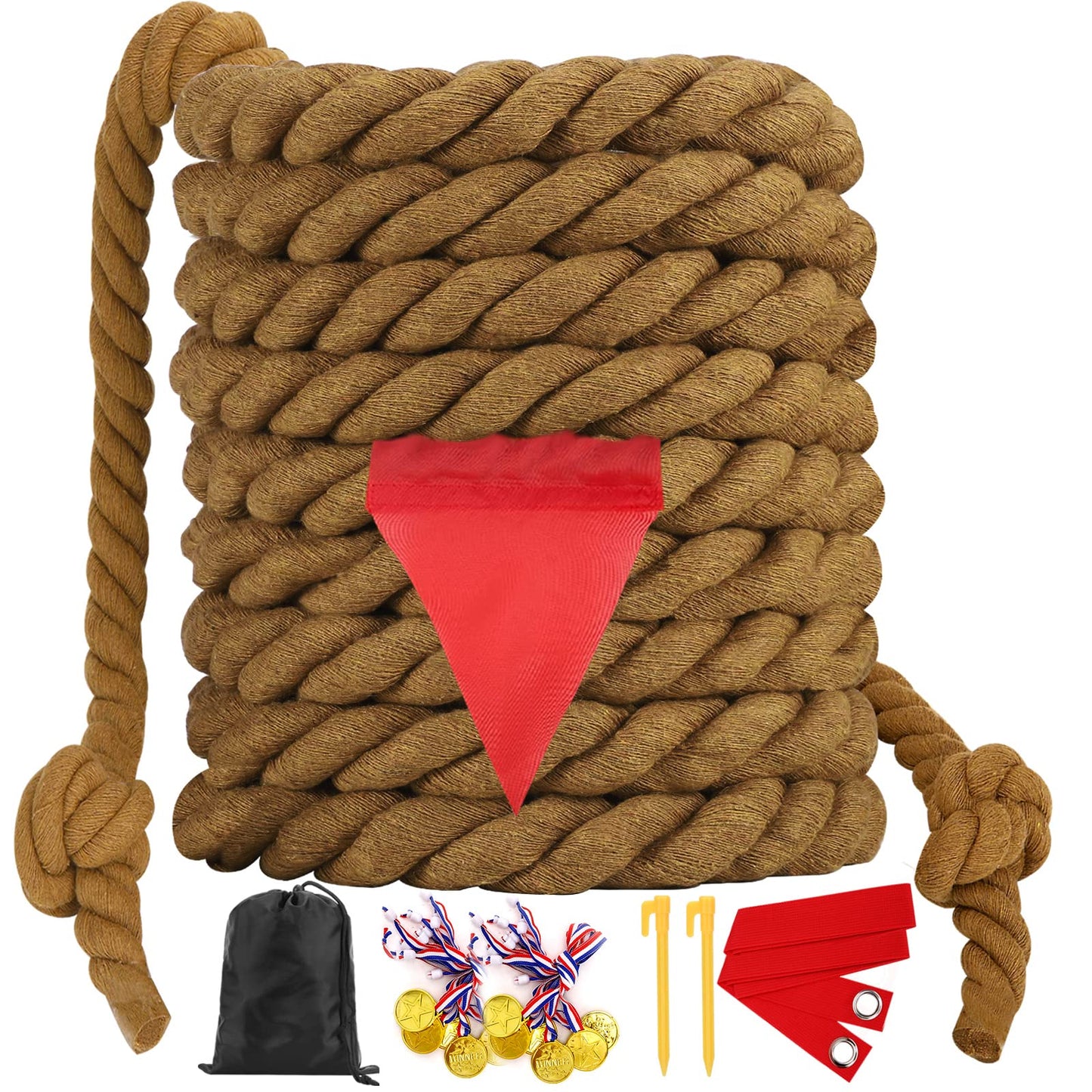 Tug of War Rope 20FT for Kids and Adults, Outdoor Field Day Lawn Yard Family Reunion Birthday Party Games, Outside Backyard Camping Picnic Game,Carnival Games Fun for Team Building Activities