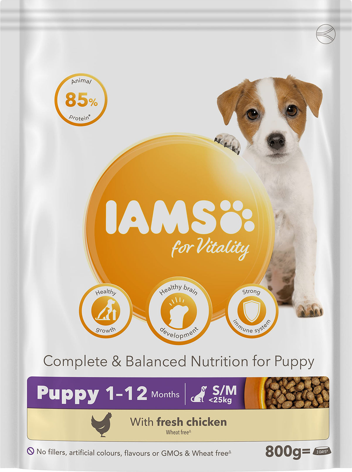 IAMS Puppy Small Medium Complete Dry Dog Food Chicken 3kg - For Healthy Growth