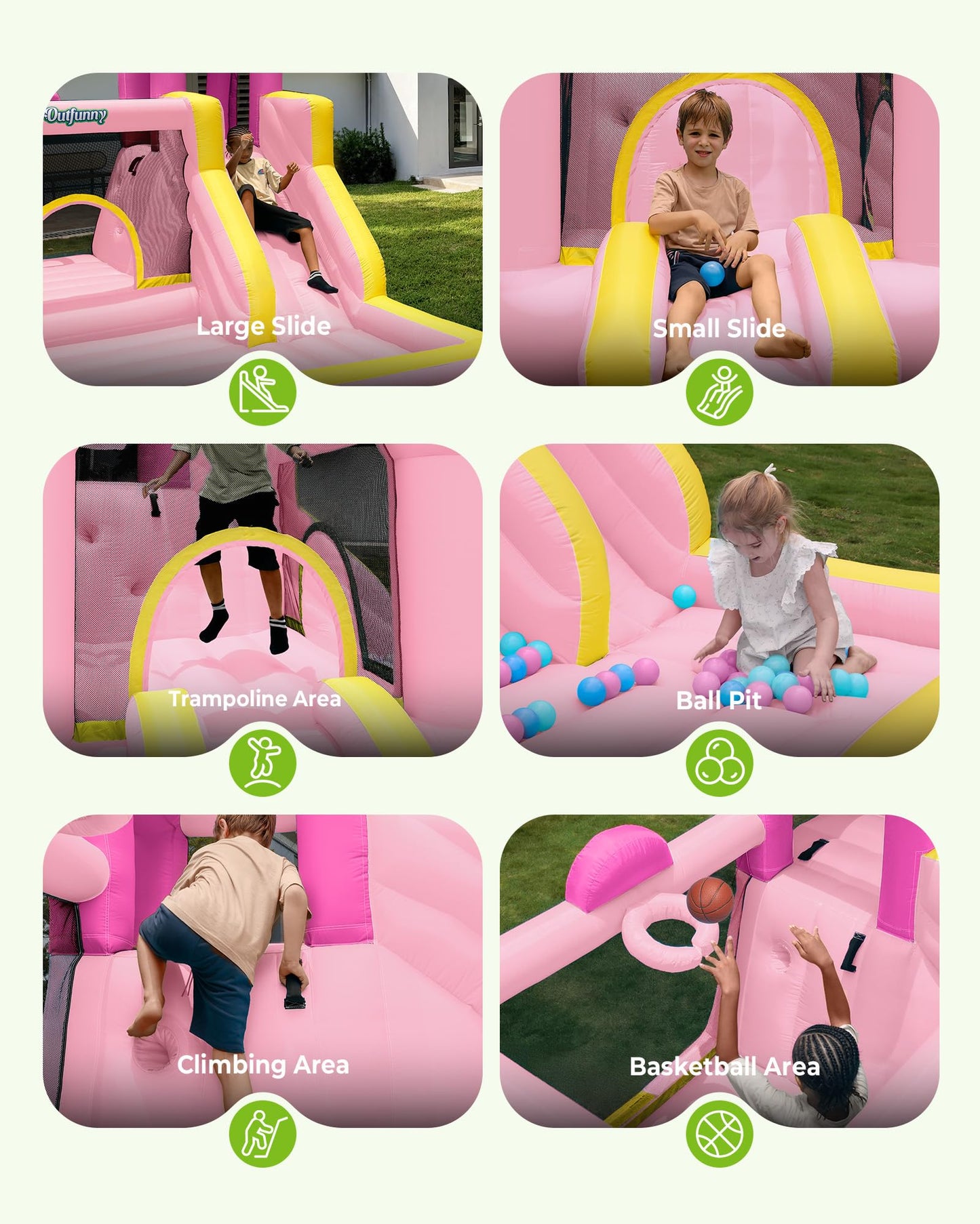 Outfunny 6-in-1 Unicorn Inflatable Bouncy Castle with Blower — 352x350x245cm | Ages 3-12
