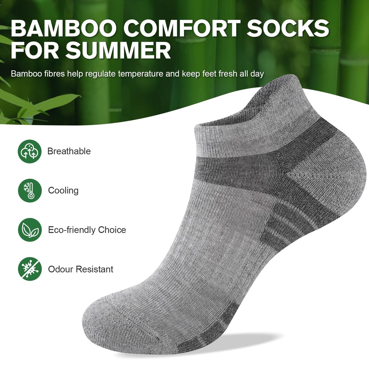 Bamboo Trainer Socks for Men Women Cushioned Ankle Socks