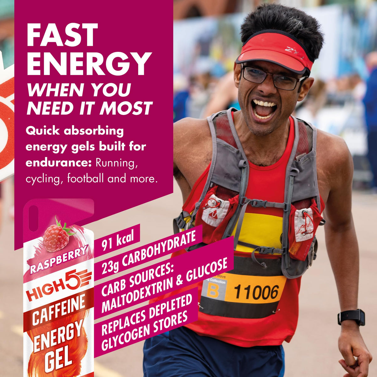 HIGH5 Energy Gels, Running Gel for Fast & Sustained Energy, Mixed, 8 x 40g