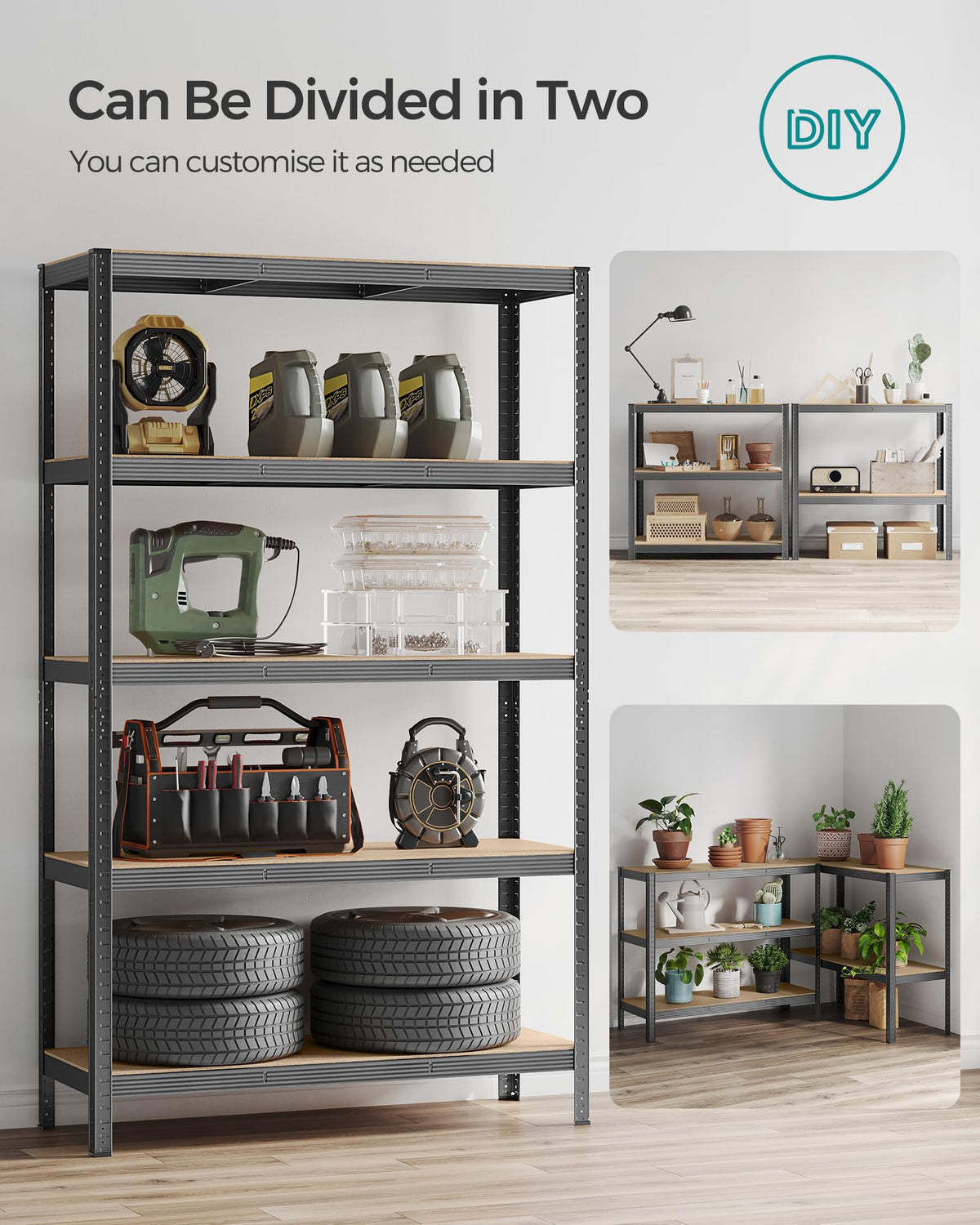 SONGMICS 5-Tier Heavy-Duty Shelving Units, Set of 2, Boltless Assembly