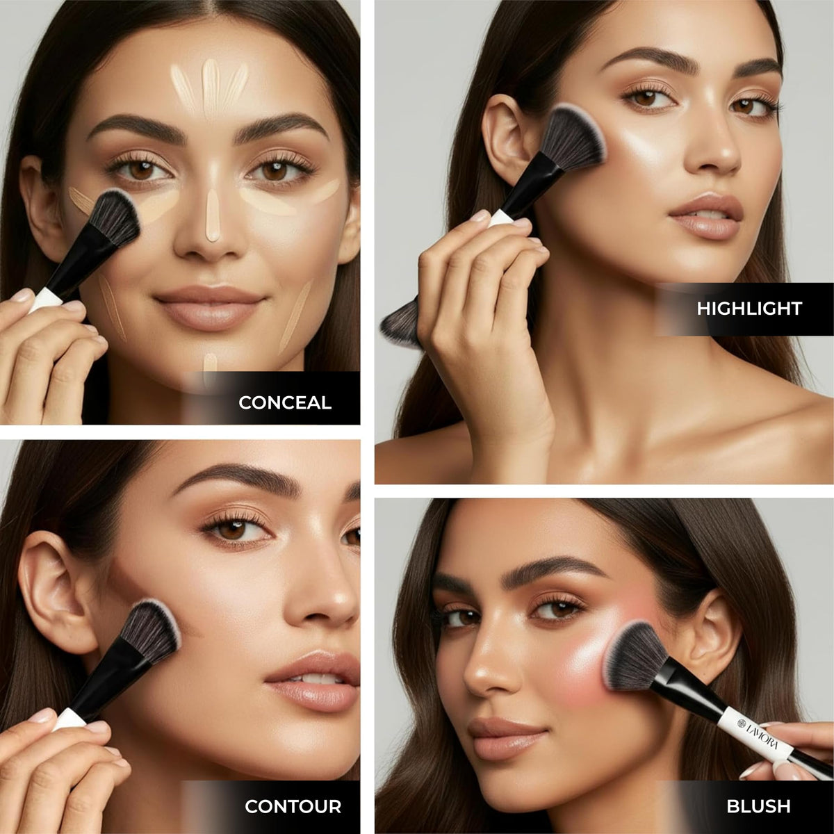 Make Up Brush Foundation Kabuki Flat Top, Perfect For Blending Liquid Cream