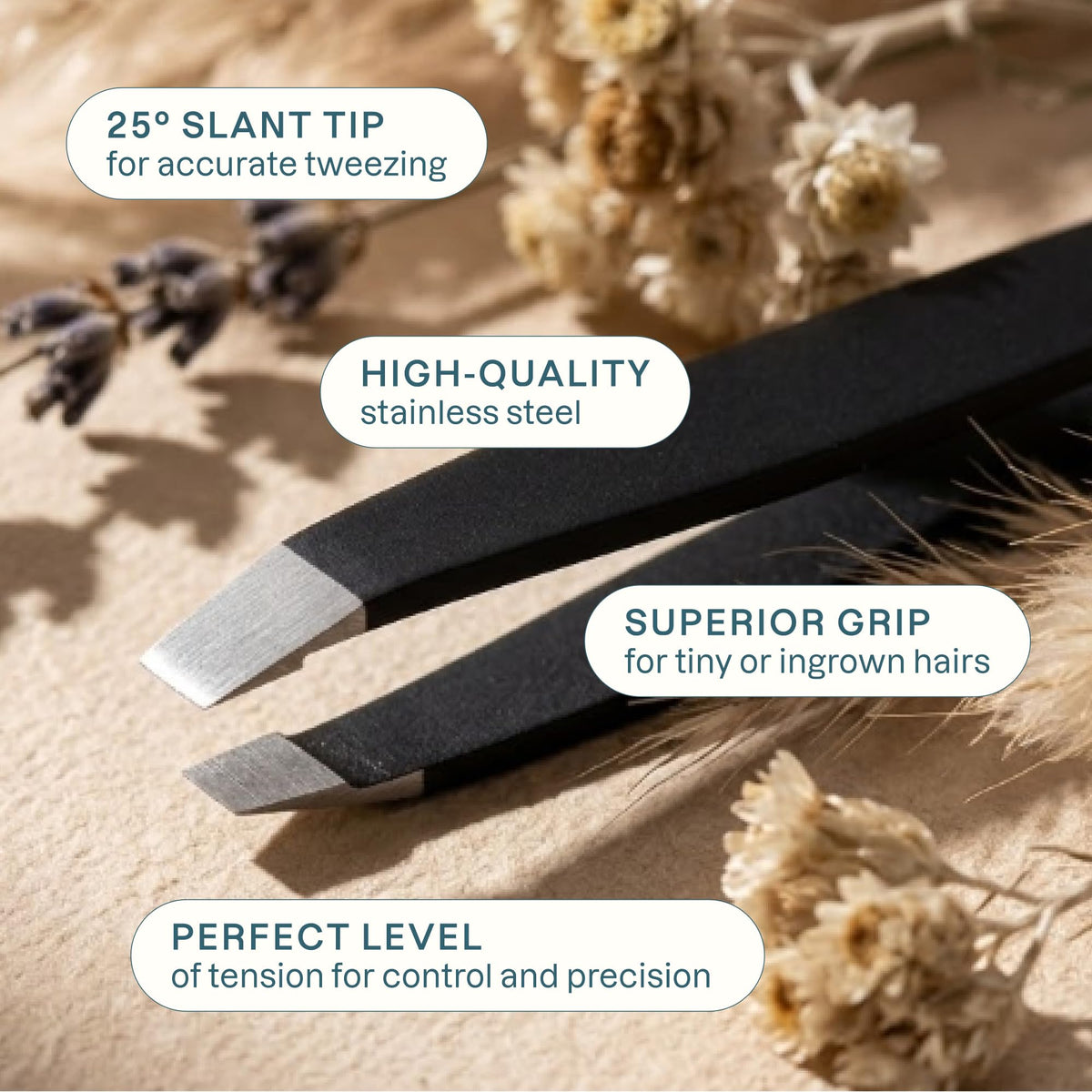 Cliganic Professional Eyebrow Tweezers Slant Tip - Precision for Men & Women, Stainless Steel Best for Plucking Chin Facial Hair