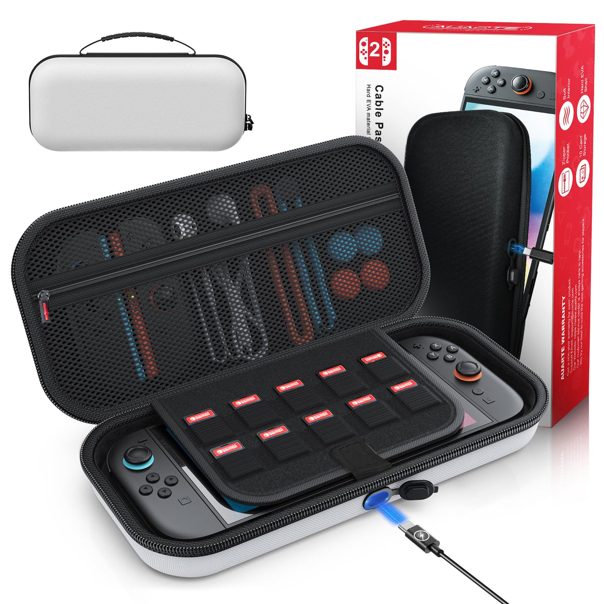 Case for Nintendo Switch 2, Travel Case with Charging Hole and 10 Game Card