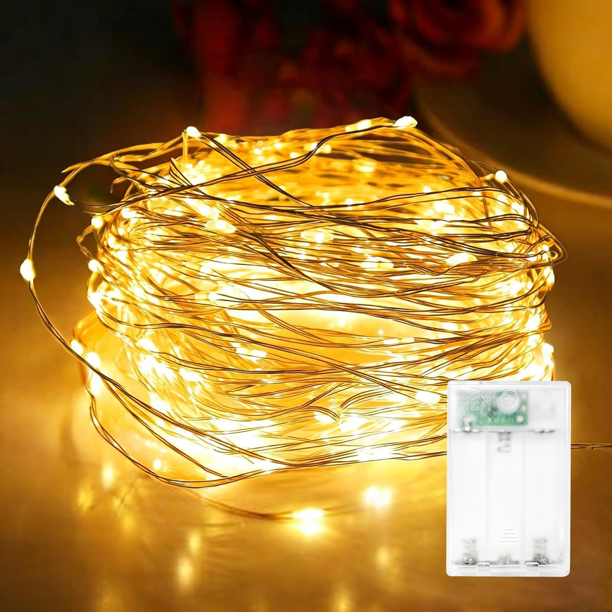 60LED 6m Fairy Lights Battery Operated, Battery Powered String Light Indoor