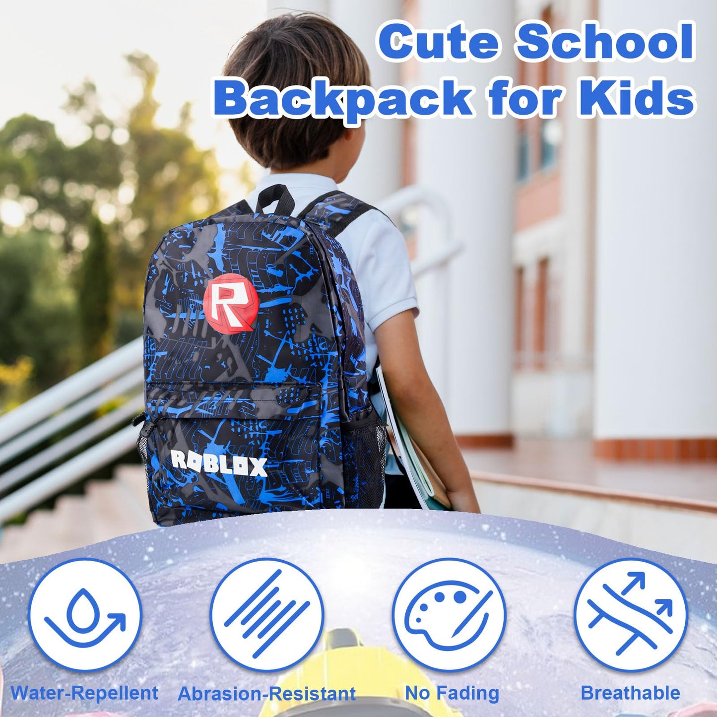 yumcute De-mn Backpack Kids, Teen Game School Bags, Children Primary Schoolbag, Children's School Backpack, 17 Inch Large Capacity Travel Rucksack Waterproof Boys Girls Book Bags for Aged 3-12 Years