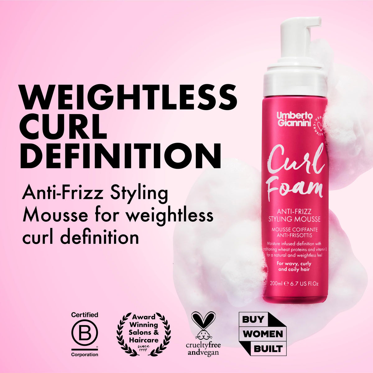 Umberto Giannini Curl Jelly Scrunching Jelly & Creme De Curl Control Cream Duo for Curly or Wavy Hair, Vegan & Cruelty Free, 2 Pack