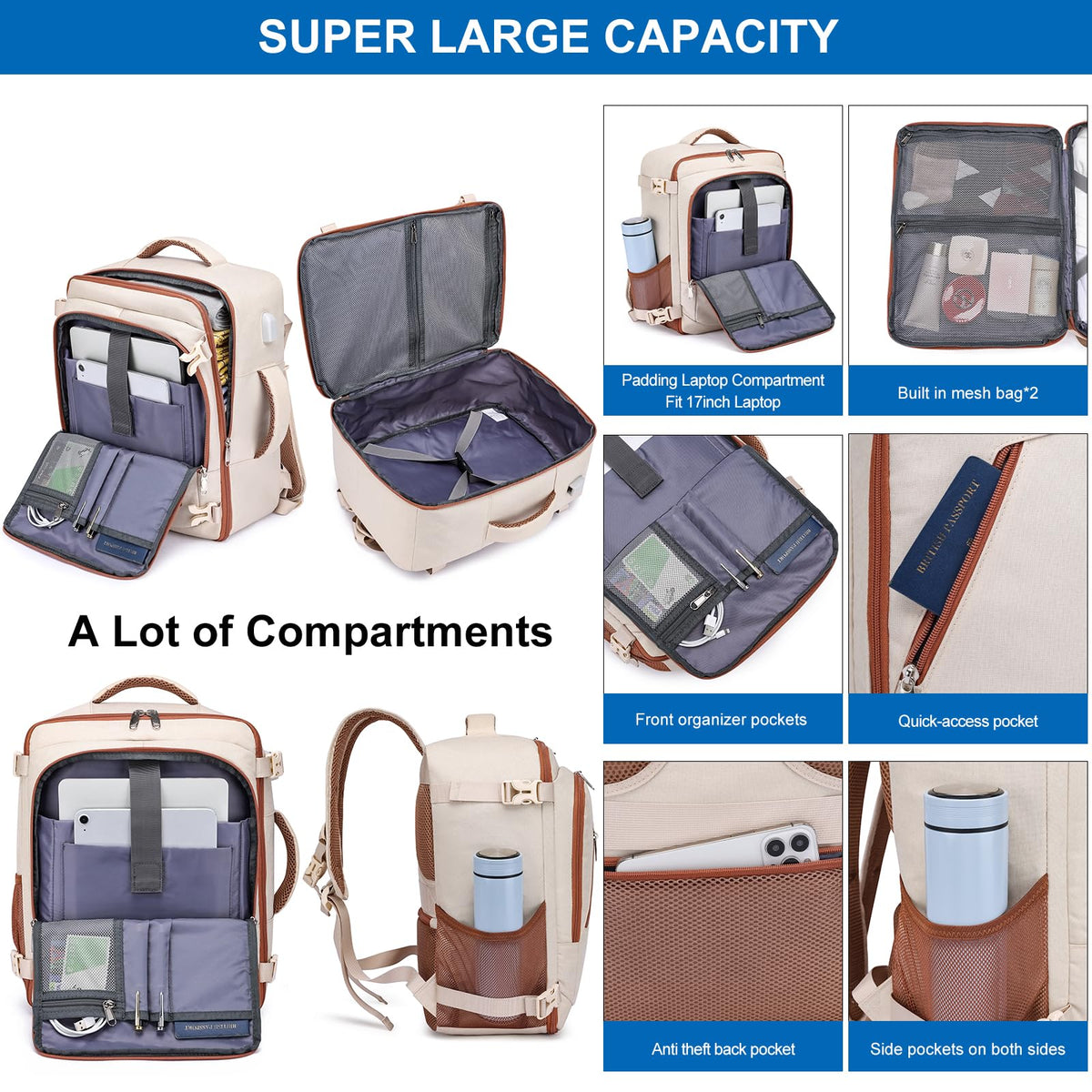 Ryanair Cabin Bags 40x30x20 Underseat 24L Small Travel Backpack Cabin Size