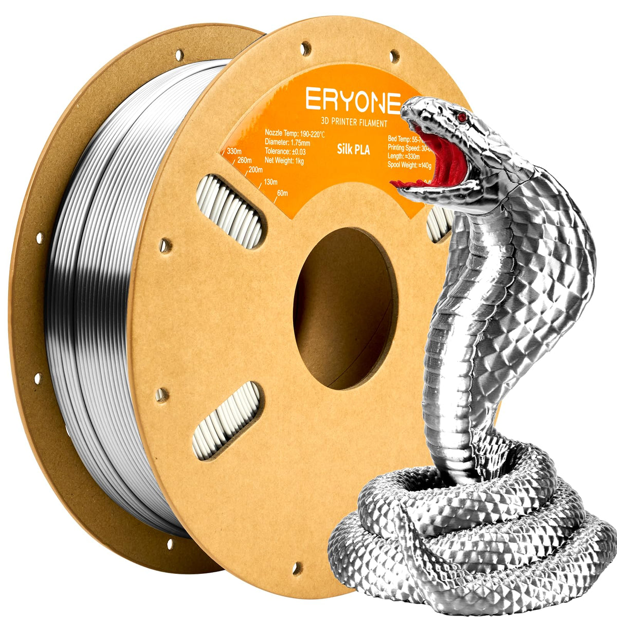 ERYONE Silk PLA Filament 1.75mm,3D Printer Filament PLA,Shiny Glossy PLA Filament,+/-0.03mm,1kg(2.2lbs)/Spool,Silk Liquid Gold
