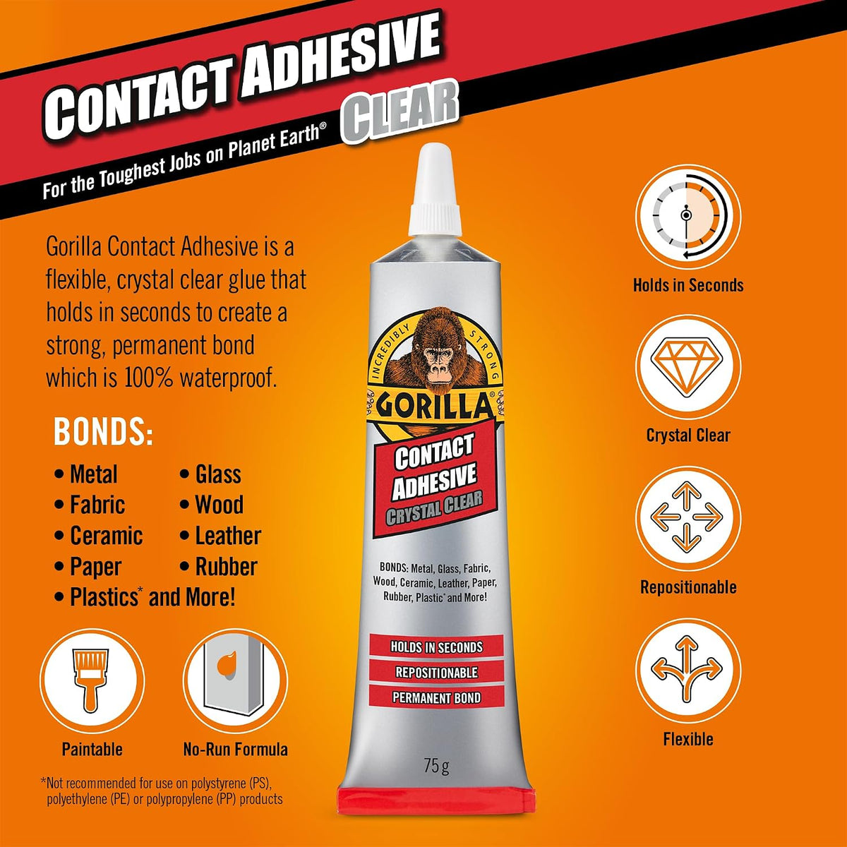 Gorilla Contact Adhesive Clear 75g