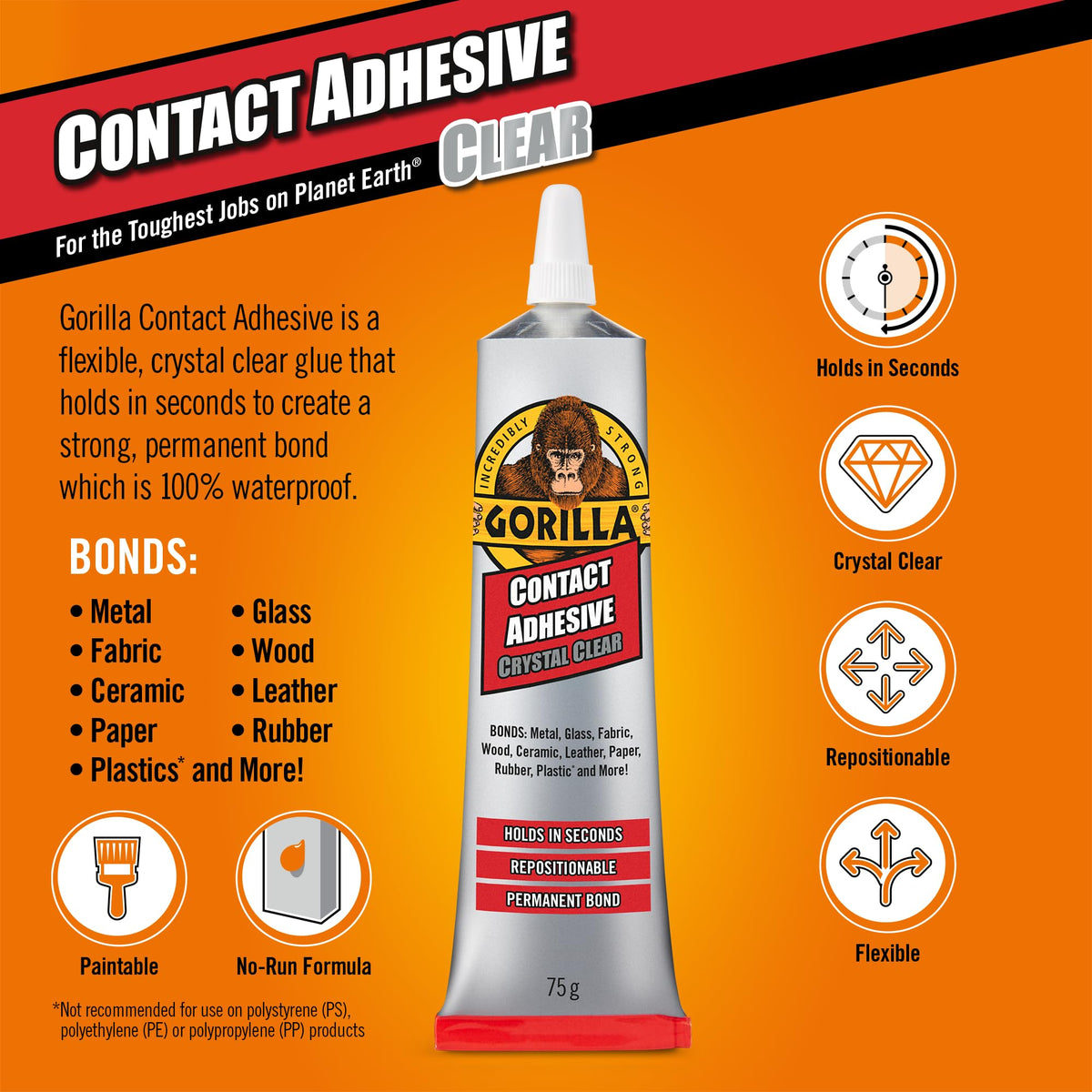Gorilla Contact Adhesive Clear 75g