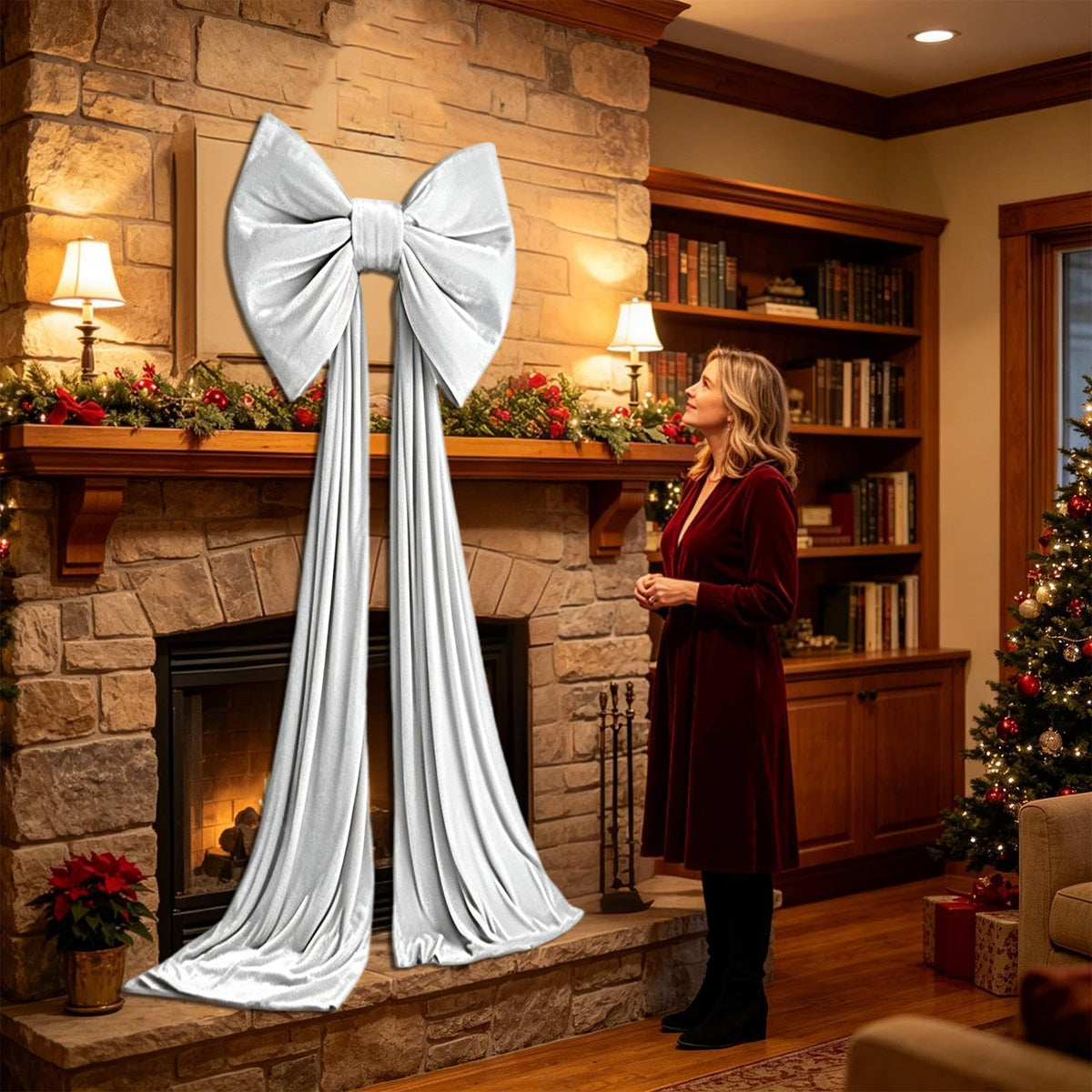 Large Christmas Tree Topper Bow, 200CM Giant Velvet Christmas Tree Bows