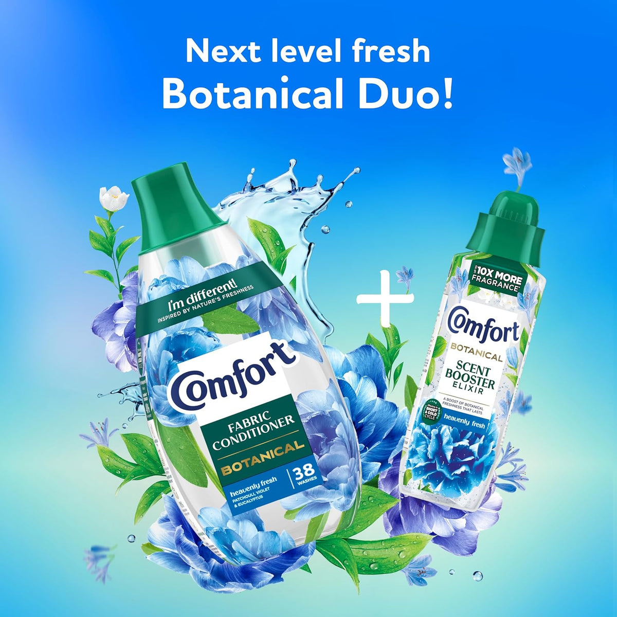 Comfort Botanical Heavenly Fresh Scent Booster Elixir up to 10x more fragrance* infuses laundry with long-lasting freshness 736 ml