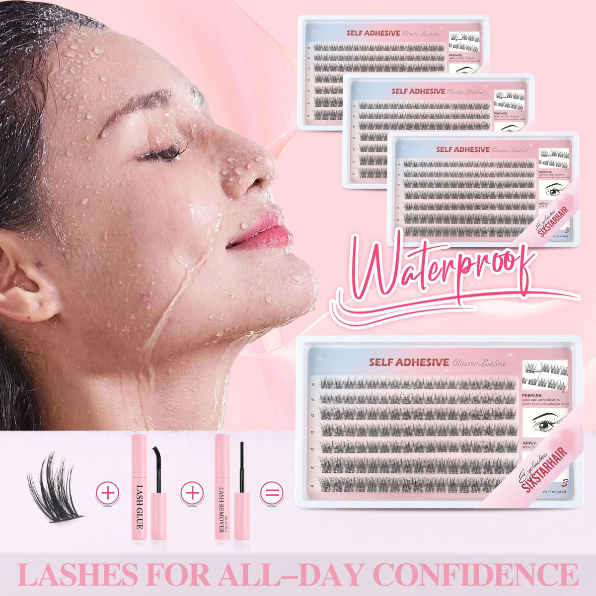 Sixstarhair Individual Eyelashes Kit Lash Clusters with Glue and Remover