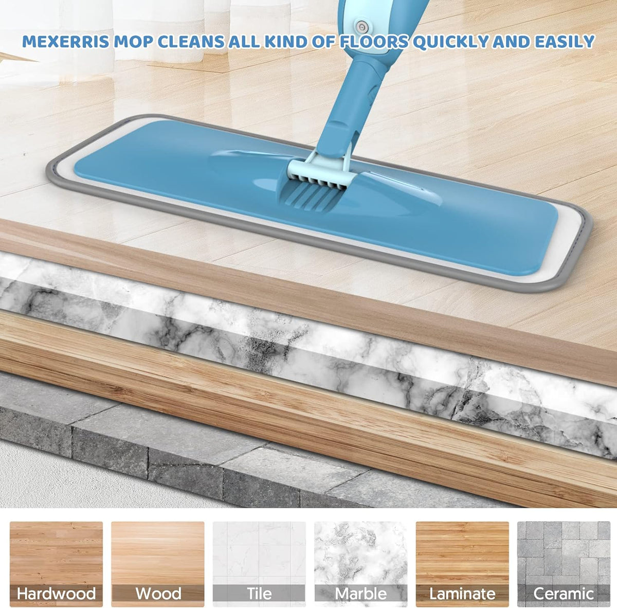 Spray Mops with 4 Washable Pads: Microfibre Floor Mop for Cleaning Floors