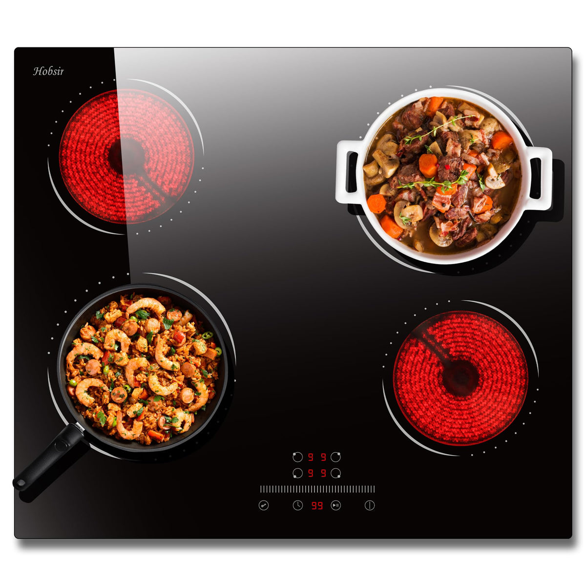 Hobsir Plug in Ceramic Hob, 2 Ring Electric Hob 60 cm