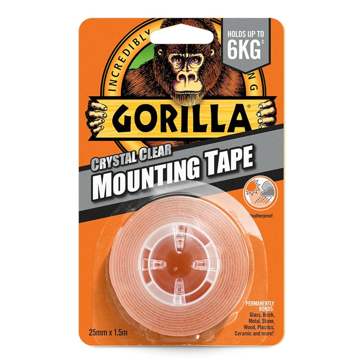 Gorilla Double Sided Mounting Tape Clear 1.5m, Pack of 1