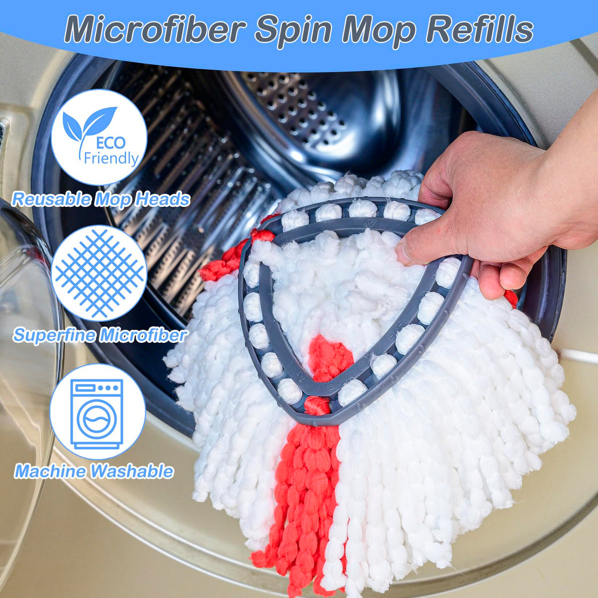 6 Pack Mop Head Replacement Compatible for vileda Triangle Swivel Mops - Mop heads replacement（BLUE）