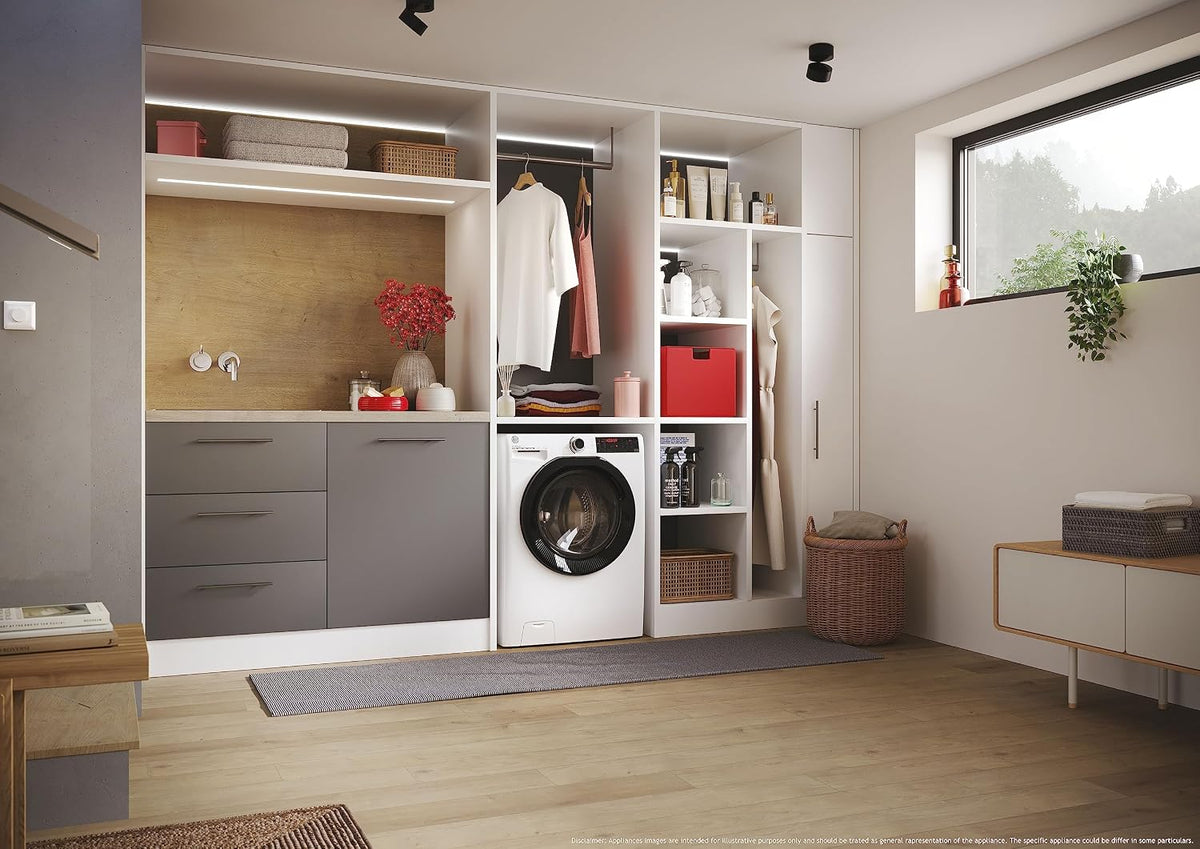 Hoover H-WASH 350 9kg Freestanding Washing Machine, 1400 RPM, A Rated, ECO-Power Inverter Motor, hOn App, 60 Programmes, Eco Doser, Power Care System, White, 60x53x85 cm - H3WPS496TAMB6-80
