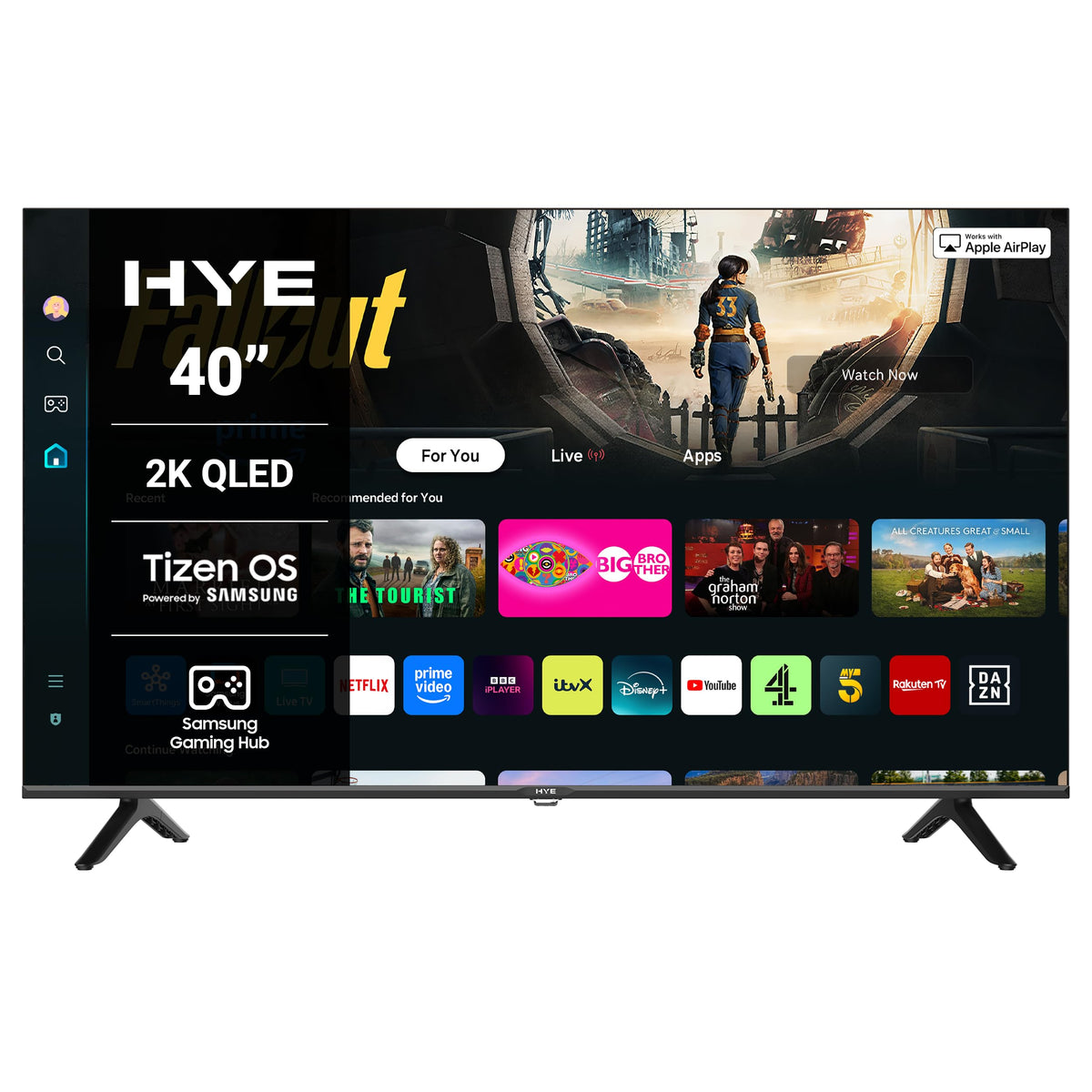 HYE 50" LED Smart TV - 4K Ultra HD, Samsung Tizen OS & Gaming Hub, Black