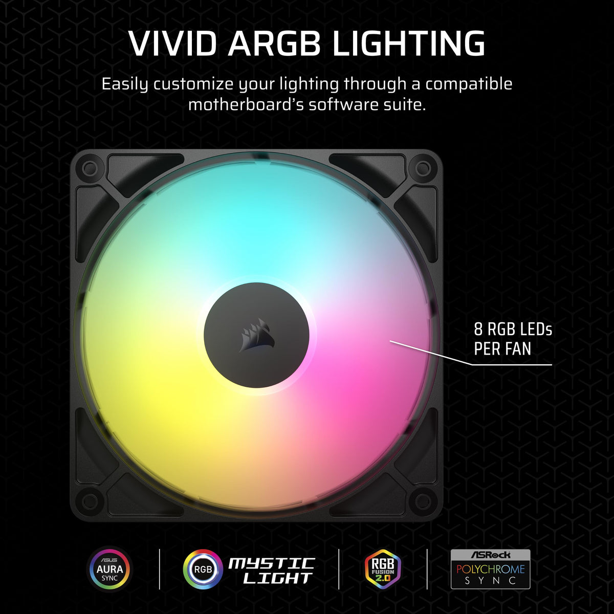 CORSAIR RS120 ARGB 120mm PWM Fans – Daisy-Chain Connection – Low-Noise – Magnetic Dome Bearing – Triple Pack – White