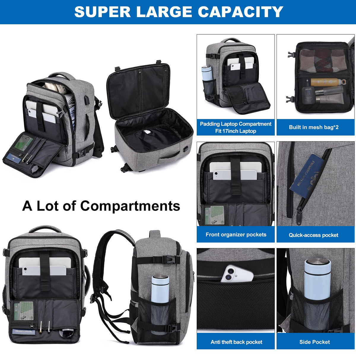 Ryanair Cabin Bags 40x30x20 Underseat 24L Small Travel Backpack Cabin Size