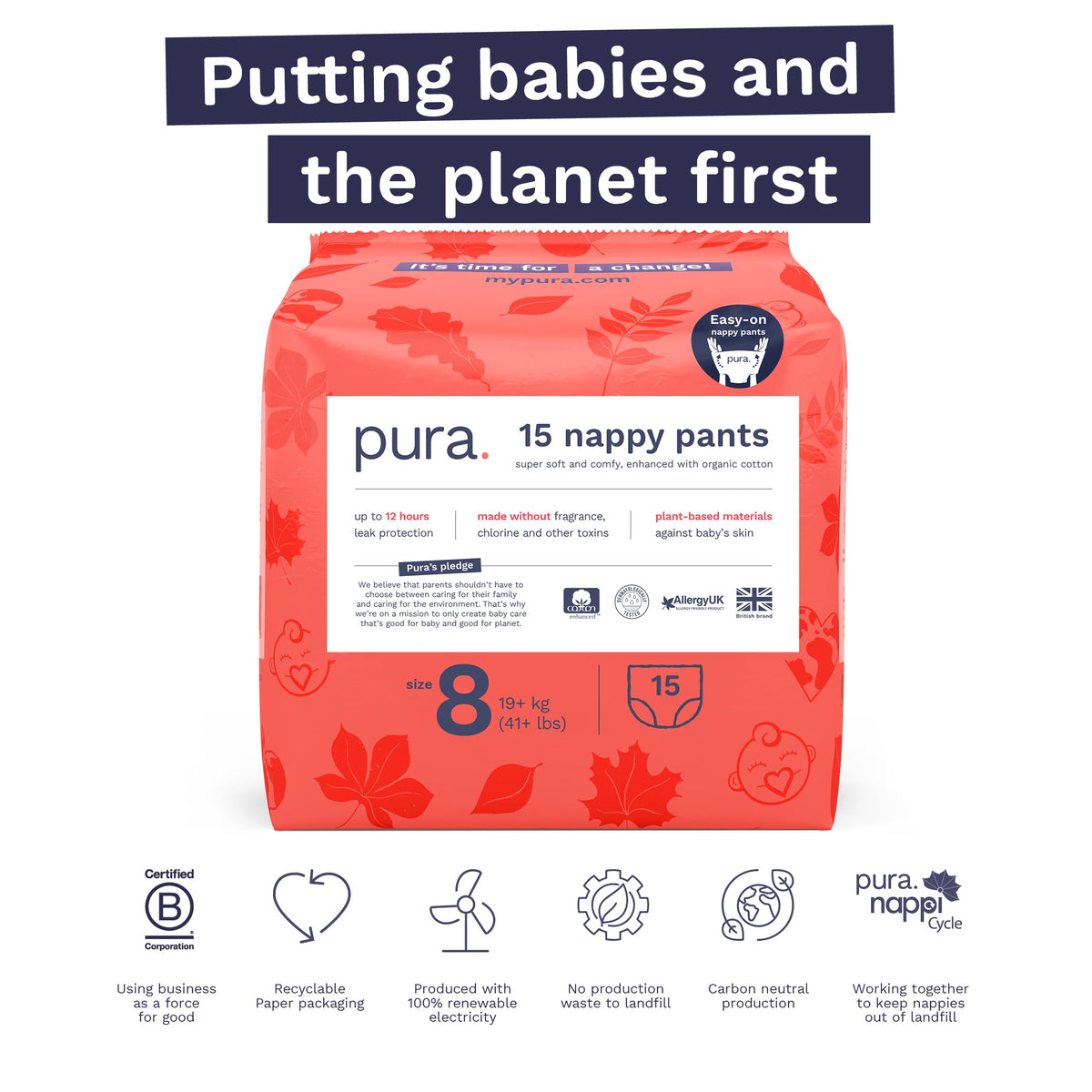Pura Nappy Pants Size 9 (22kg+) 45 Count Sensitive Skin