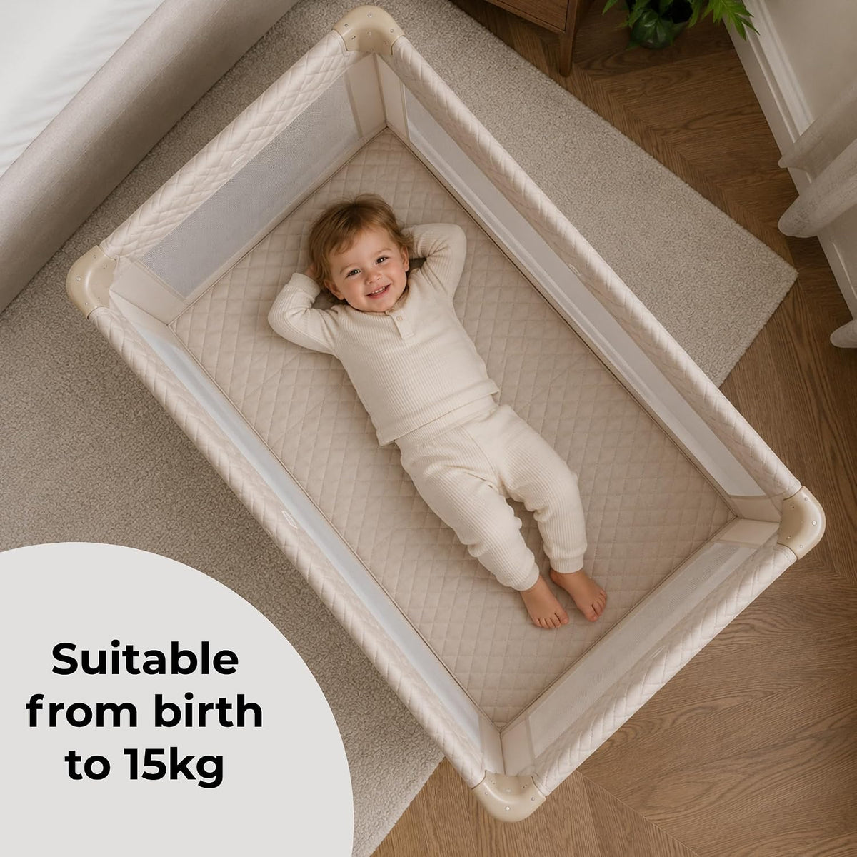 My Babiie MBTC1 Travel Cot from Birth to 15kg - Ivory